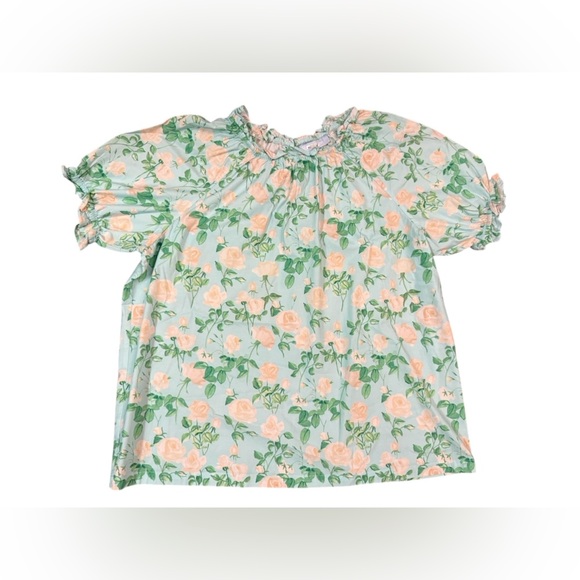 Hill House The Kit Top in Blue Roses Size Large - Picture 3 of 8